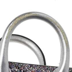 Pre Owned Alexander McQueen Silver Glitter And Leather Heroine Satchel