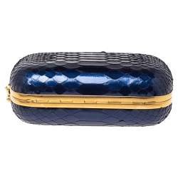 Pre Owned Alexander McQueen Blue Python Knuckle Box Clutch