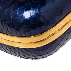 Pre Owned Alexander McQueen Blue Python Knuckle Box Clutch