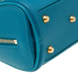 Pre Owned Alexander McQueen Turquoise Leather Mini Heroine Bag