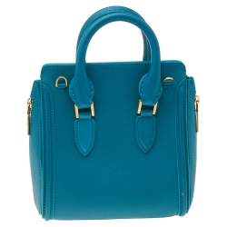 Pre Owned Alexander McQueen Turquoise Leather Mini Heroine Bag