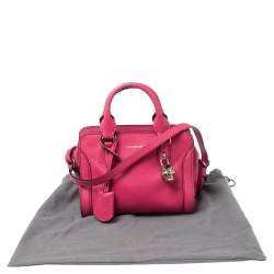 Pre Owned Alexander McQueen Pink Leather Mini Skull Padlock Zip Tote