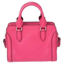 Pre Owned Alexander McQueen Pink Leather Mini Skull Padlock Zip Tote
