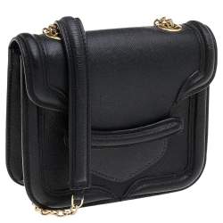 Pre Owned Alexander McQueen Black Leather Mini Heroine Crossbody Bag