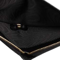 Pre Owned Alexander McQueen Black Leather Skull Zip Around Wallet