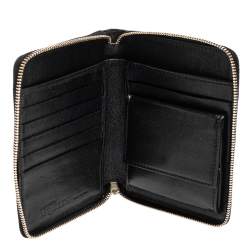 Pre Owned Alexander McQueen Black Leather Skull Zip Around Wallet