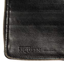 Pre Owned Alexander McQueen Black Leather Skull Zip Around Wallet