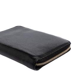 Pre Owned Alexander McQueen Black Leather Skull Zip Around Wallet