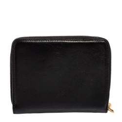 Pre Owned Alexander McQueen Black Leather Skull Zip Around Wallet