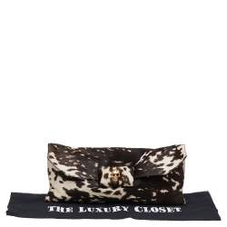 Pre Owned حقيبة كلتش أليكساندر ماكوين شعر عجل طباعة حيوان بني