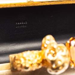 Pre Owned Alexander McQueen Metallic Gold Leather Skull Knuckle Box Clutch