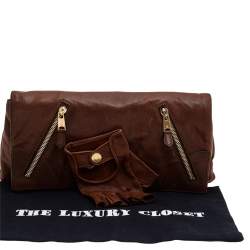 Pre Owned Alexander McQueen Brown Leather Faithful Glove Clutch