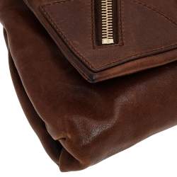 Pre Owned Alexander McQueen Brown Leather Faithful Glove Clutch