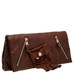 Pre Owned Alexander McQueen Brown Leather Faithful Glove Clutch