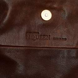 Pre Owned Alexander McQueen Brown Leather Faithful Glove Clutch