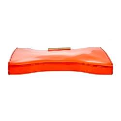 Pre Owned Alexander McQueen Neon Orange Patent Leather Clutch