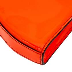 Pre Owned Alexander McQueen Neon Orange Patent Leather Clutch