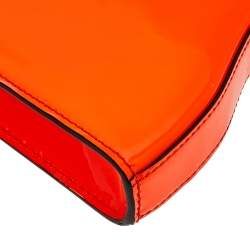 Pre Owned Alexander McQueen Neon Orange Patent Leather Clutch