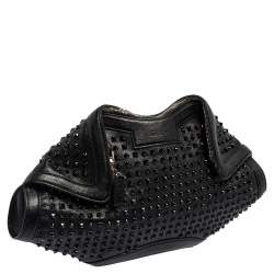 مملوكة مسبقًا Alexander McQueen Black Leather Medium De Manta Studded Clutch