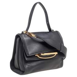 Alexander McQueen Black Leather The Story Top Handle Bag