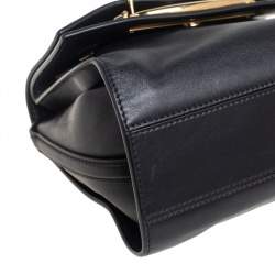 Alexander McQueen Black Leather The Story Top Handle Bag
