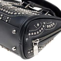 Pre Owned Alexander McQueen Black Leather Mini Studded Heroine Bag