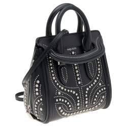 Pre Owned Alexander McQueen Black Leather Mini Studded Heroine Bag