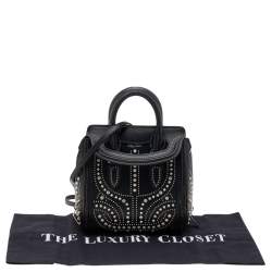 Pre Owned Alexander McQueen Black Leather Mini Studded Heroine Bag