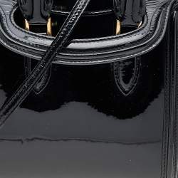 Pre Owned Alexander McQueen Black Patent Leather Mini Heroine Bag