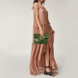 مملوكة مسبقًا Alexander McQueen Green Leather Flapper Clutch