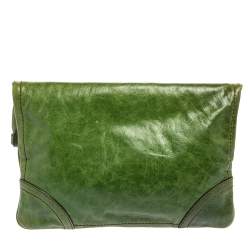 مملوكة مسبقًا Alexander McQueen Green Leather Flapper Clutch