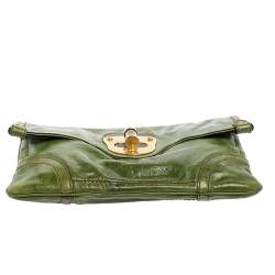 مملوكة مسبقًا Alexander McQueen Green Leather Flapper Clutch