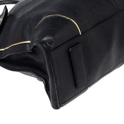 Pre Owned Alexander McQueen Black/Gold Leather Demata Tote