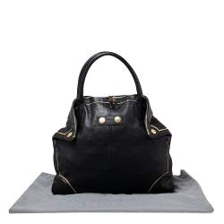Pre Owned Alexander McQueen Black/Gold Leather Demata Tote