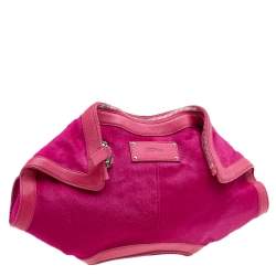 Pre Owned Alexander McQueen Pink Calf Hair And Leather Medium De Manta Clutch