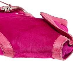 Pre Owned Alexander McQueen Pink Calf Hair And Leather Medium De Manta Clutch