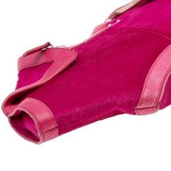 Pre Owned Alexander McQueen Pink Calf Hair And Leather Medium De Manta Clutch