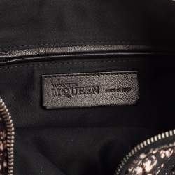 Pre Owned Alexander McQueen Black Rhinestone Printed Fabric De Manta Clutch