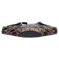 Pre Owned Alexander McQueen Black Rhinestone Printed Fabric De Manta Clutch