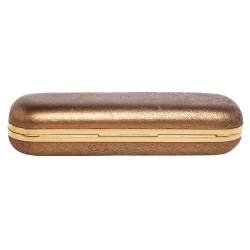 Pre Owned Alexander McQueen Gold Leather Skull Crystal Embellished Box Clutch