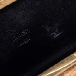 Pre Owned Alexander McQueen Gold Leather Skull Crystal Embellished Box Clutch