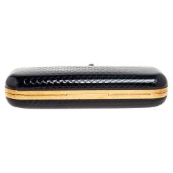 مملوكة مسبقًا Alexander McQueen Black Patent Leather Skull Knuckle Box Clutch