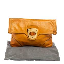 Pre Owned Alexander McQueen Orange Leather Flapper Clutch