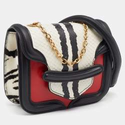Pre Owned Alexander McQueen Multicolor Python and Calf Hair Mini Heroine Crossbody Bag