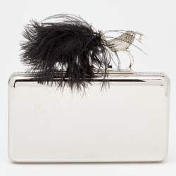 Pre Owned Alexander McQueen Silver Metal Bird with Feather Ring Knuckle Case