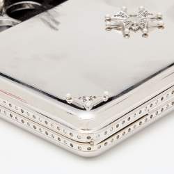 Pre Owned Alexander McQueen Silver Metal Bird with Feather Ring Knuckle Case