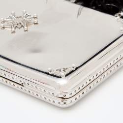 Pre Owned Alexander McQueen Silver Metal Bird with Feather Ring Knuckle Case