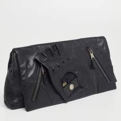Pre Owned Alexander McQueen Black Leather Faithful Glove Clutch