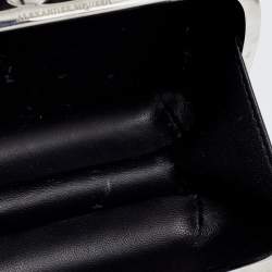 Pre Owned Alexander McQueen Grey Patent Leather Rose Knuckle Duster Box Clutch