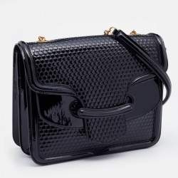 Pre Owned Alexander McQueen Black Patent Leather Honeycomb Heroine Shoulder Bag